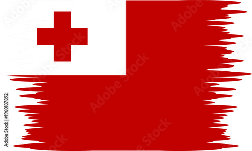 Tonga flag with brush or torn paper effect in high quality