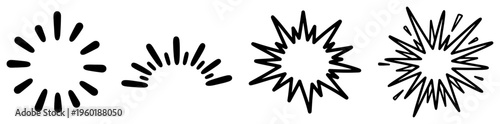 Sunburst and explosion spark icon set for comic book design flash and shining light effect decoration