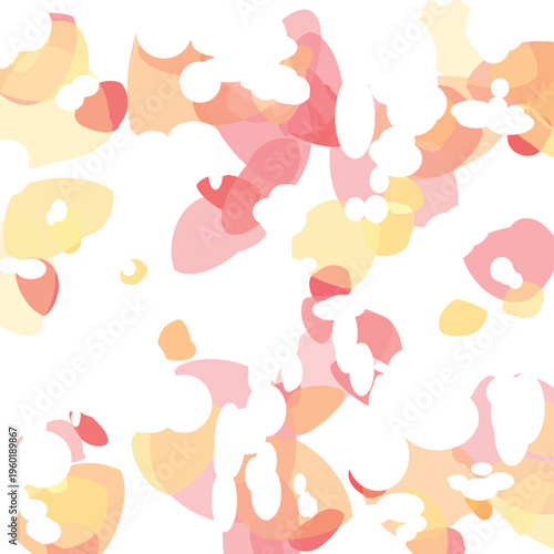 Abstract watercolor style floral pattern with soft pastel pink and peach shapes isolated on transparent background