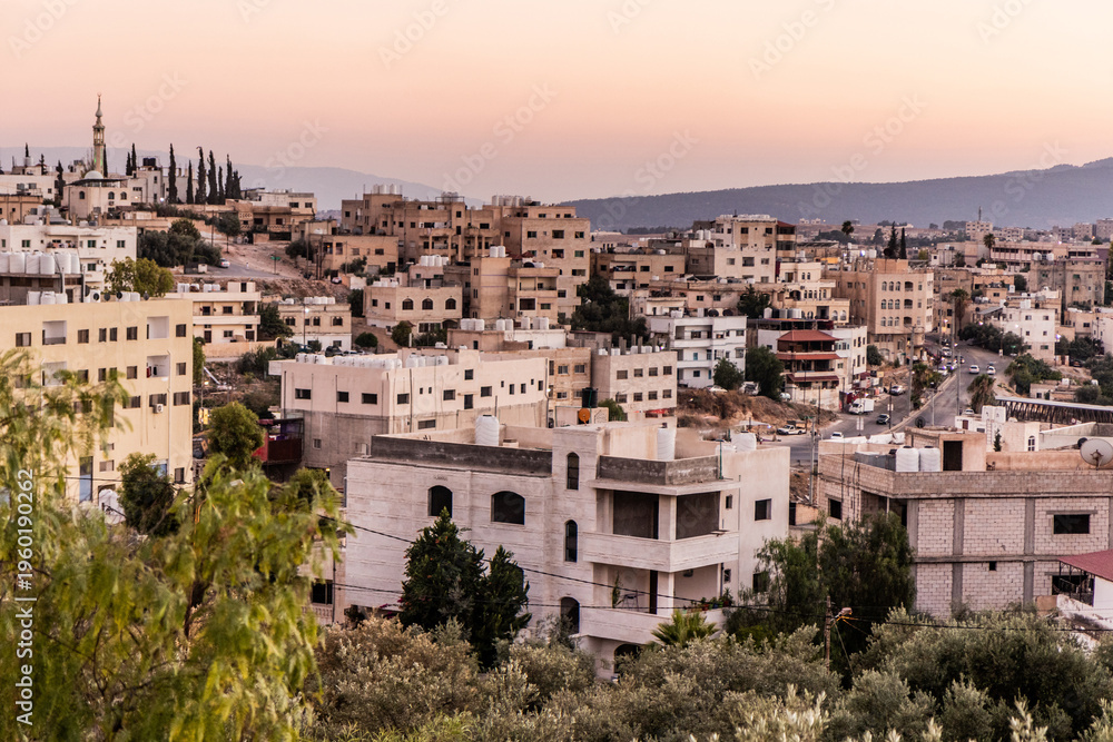 Fototapeta premium Sunset view of Jerash town, Jordan