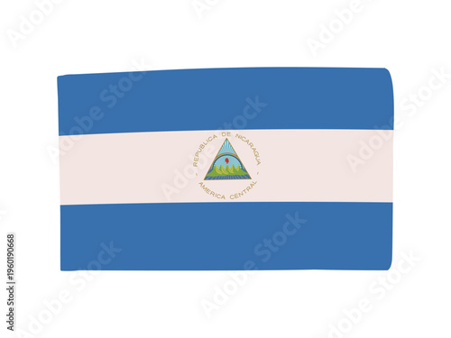 かわいいニカラグアの国旗アイコン　手描きタッチの旗イラスト