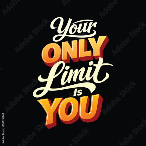 Modern motivational typography design with bold 3D lettering and elegant script style on a dark background. This inspirational quote 