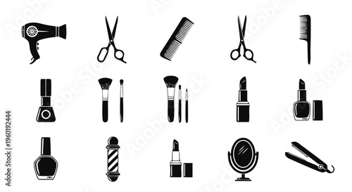 Vector illustration of set of beauty salon and barber shop icons