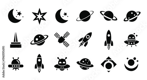 Vector illustration of set of space and astronomy icons