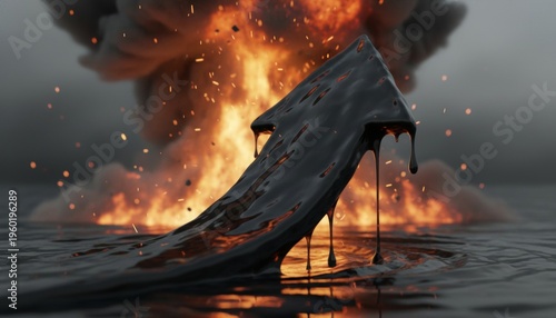 Rising oil price arrow symbolizing energy market volatility and conflict