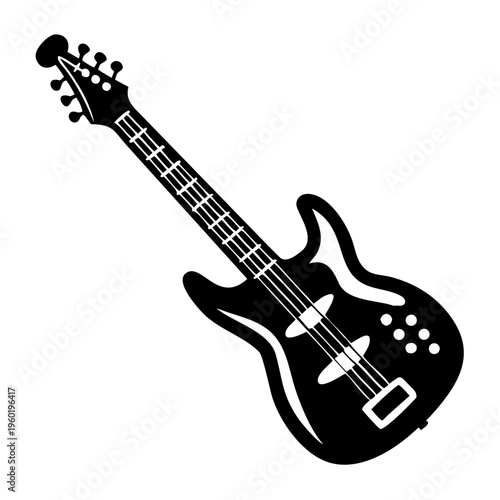 baritone guitar silhouette icon illustration for music string instrument and performance design