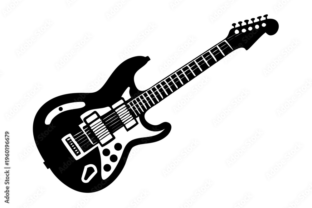 Fototapeta premium electric guitar silhouette illustration for music string instrument and modern performance design