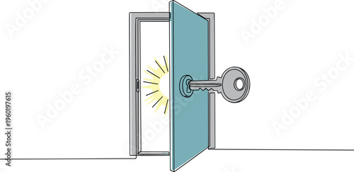 A large key unlocks a door leading to a bright opportunity