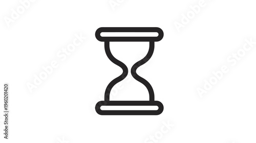 Simple black outline drawing of an hourglass shape on a white background, minimal design