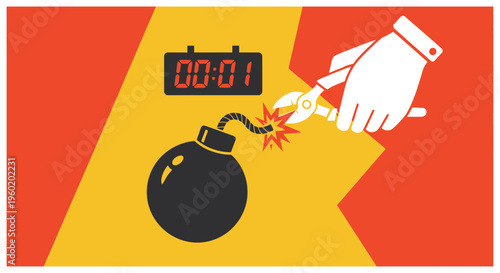 Hand stopping bomb explosion timer.