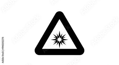 Black radiation warning triangle symbol.