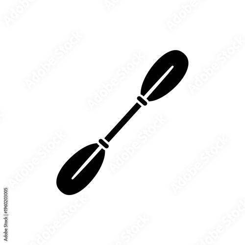 Vector silhouette icon of a double-bladed paddle, essential equipment for kayaking, canoeing, and a variety of water sports activities