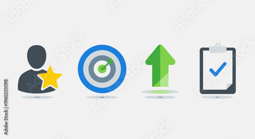 Business icons for target goals.