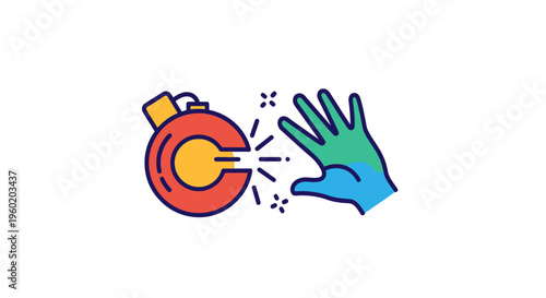 Hand stopping a ticking bomb.