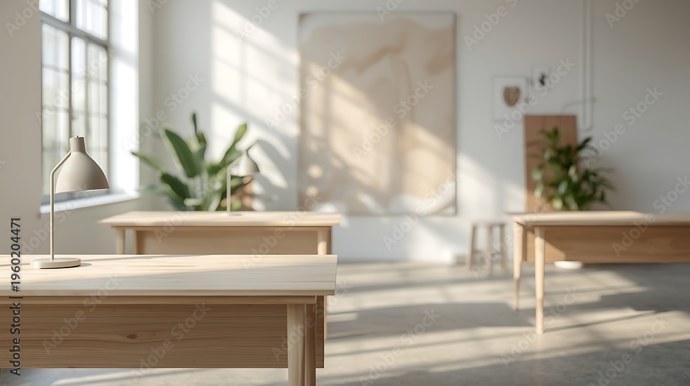 Fototapeta premium Generative AI Spacious Modern Classroom with Natural Light and Minimalist Design