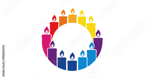 Colorful Candles in Circle Formation.