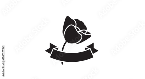 Black and white flower logo design.