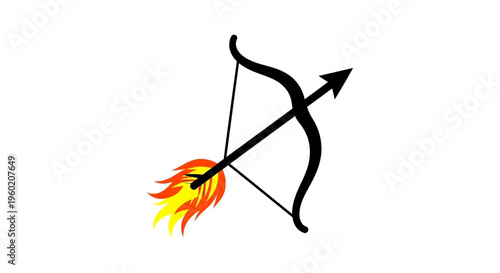 Flaming arrow on a bow.