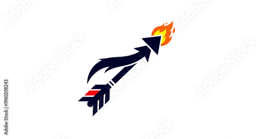 Burning arrow in flight swiftly.