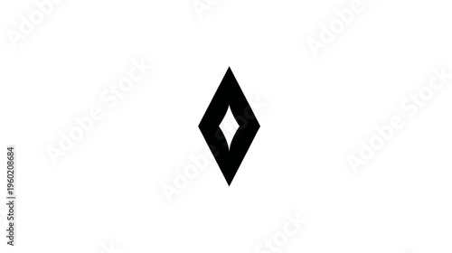 A geometric abstract composition featuring a black diamond shape on a white background