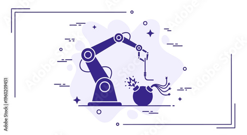 Robotic arm holding a sphere.