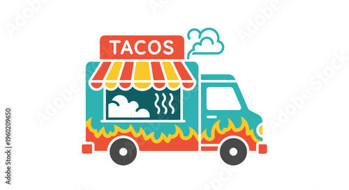 Colorful Taco Food Truck Vehicle.