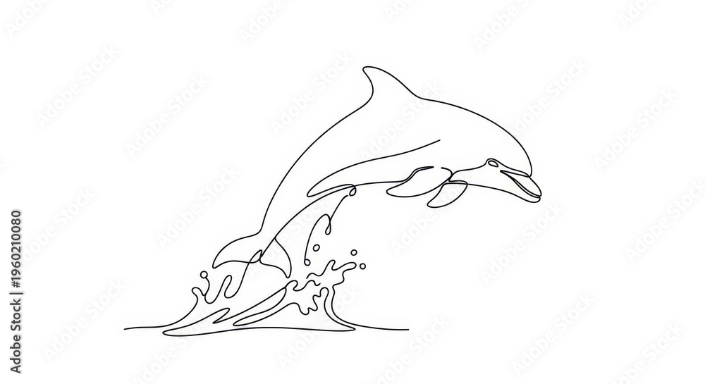 Naklejka premium Marine mammal leaps dramatically from the water surface showing dynamic movement.