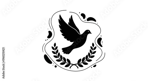 Black Dove with Laurel Wreath Design.