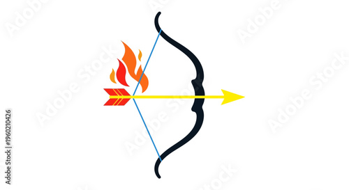 Bow and arrow with fire.