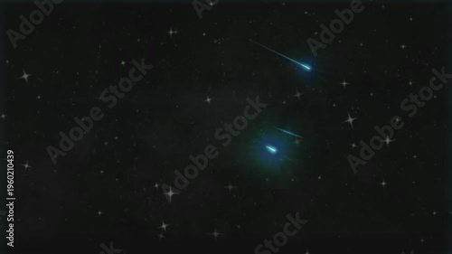 Magical Shooting Stars and Meteors Falling in the Dark Night Sky Loop
