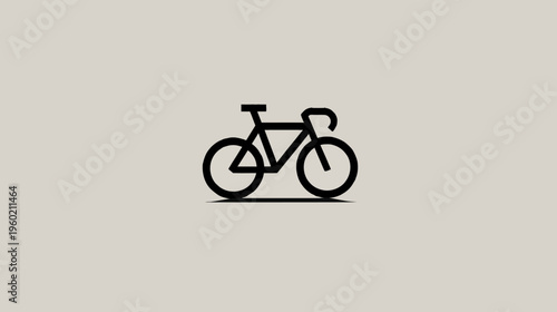 A simple, black line drawing of a road bicycle on a neutral, pale gray background