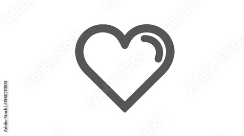 A grayscale heart outline with a small curved shape within the upper right side