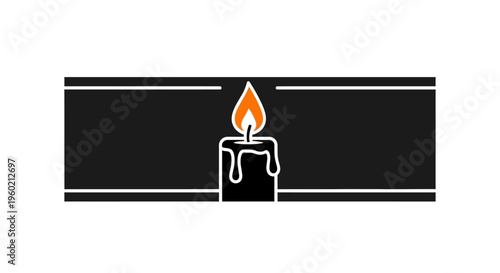 Burning candle with melting wax.