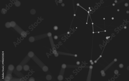 Abstract background. Molecules technology with polygonal shapes, connecting dots and lines. Connection structure. Big data visualization.