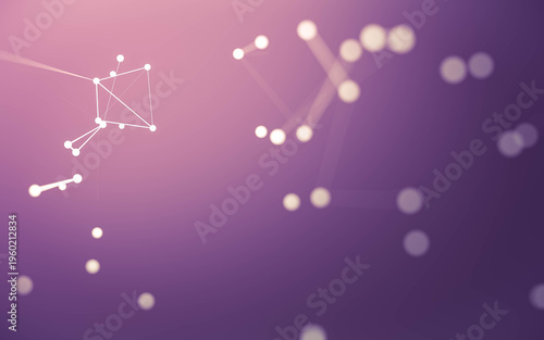 Abstract background. Molecules technology with polygonal shapes, connecting dots and lines. Connection structure. Big data visualization.