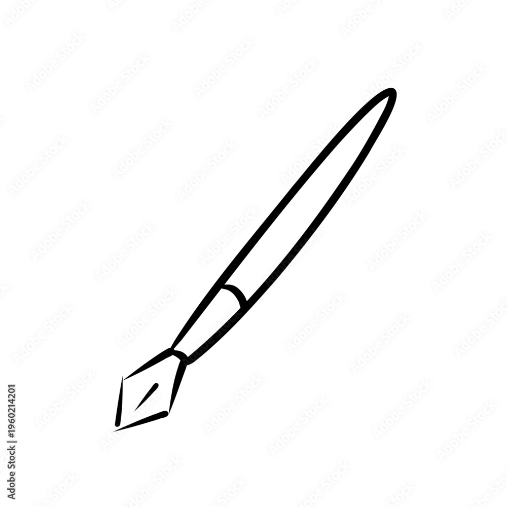 Obraz premium Cute Pen Icon Flat Vector Illustration, Writing Tool Doodle Style