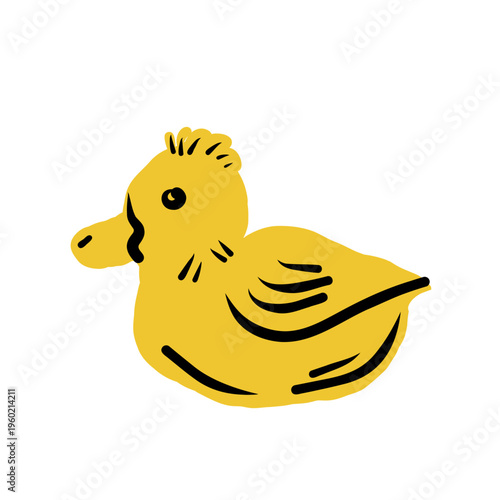 Cute Duck Icon Flat Vector Illustration, Cartoon Animal Doodle Style