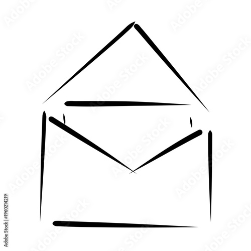 Cute Envelope Icon Flat Vector Illustration, Mail Message Doodle Style