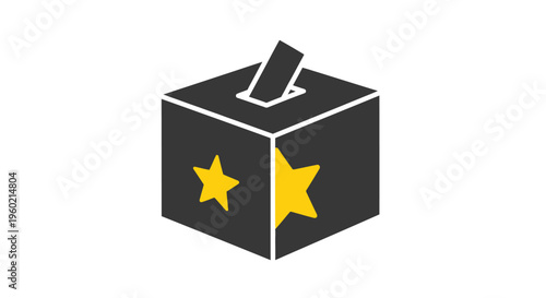 Black ballot box with yellow stars.