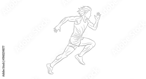 Dynamic line art illustration of a sprinting runner in motion, symbolizing speed, fitness, and active lifestyle.