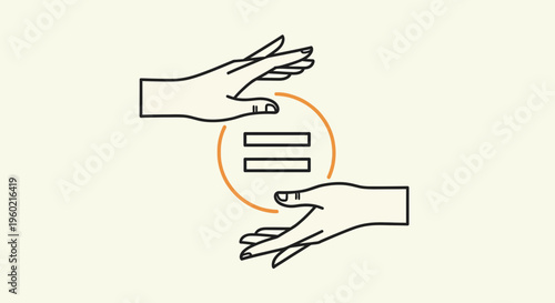 Hands holding equality sign symbol.