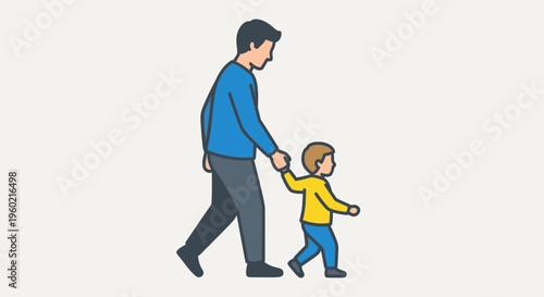 Man walking with little boy.
