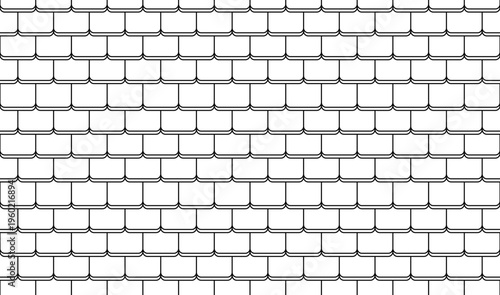 Seamless pattern with traditional scalloped roof tile outline texture