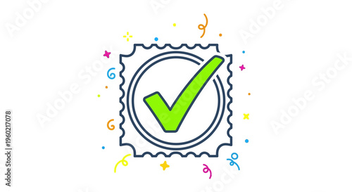 Green Checkmark Icon Stamp Approval.