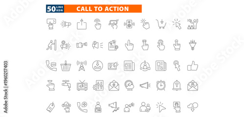 call to action outline icon set