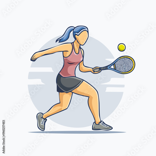 Dynamic Tennis Player in Action, Striking a Forehand Shot on the Court.