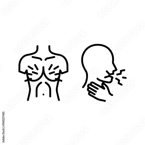 Human body and coughing icons, symbol for respiratory illness and symptoms