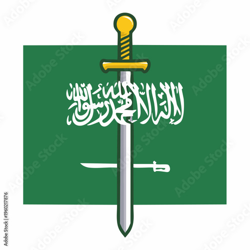 Saudi Arabia Flag with Sword - National Symbolism and Heritage.