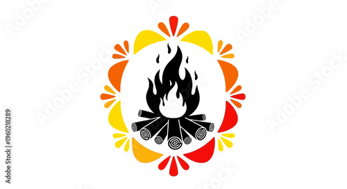 Flame Fire Icon Emblem Design.