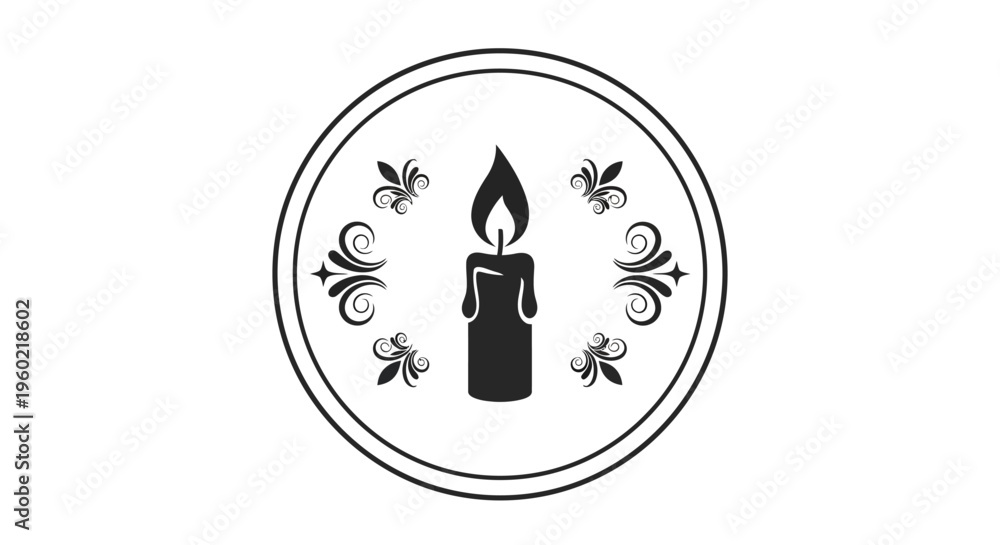 Fototapeta premium Black candle with flame icon.